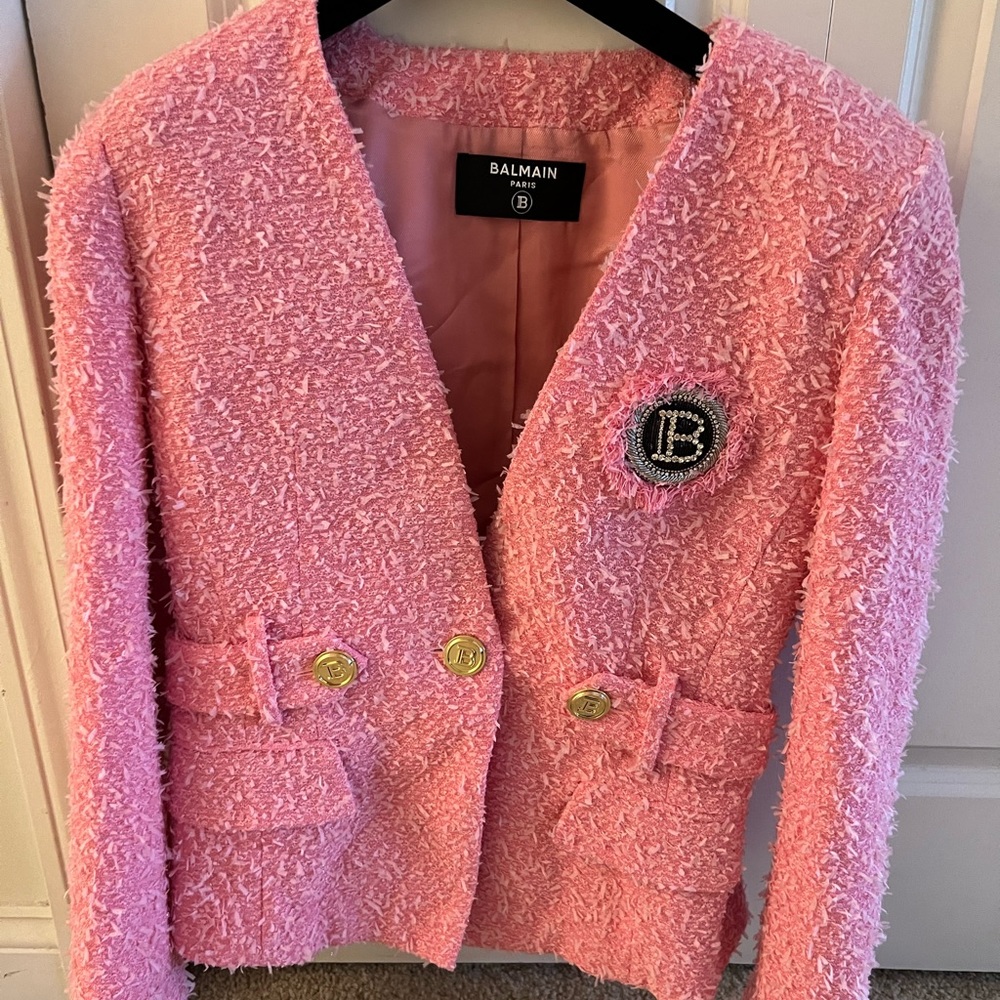 Balmain Pink Tweed Blazer